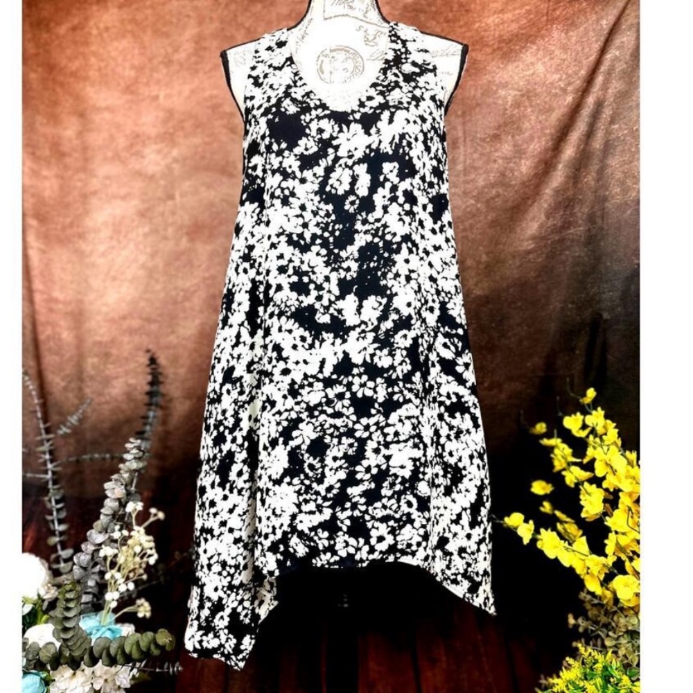 NWT •Three Eighty Two• Asymmetrical Mini Dress - Black/White - size S & M
